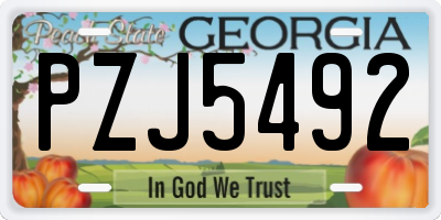 GA license plate PZJ5492