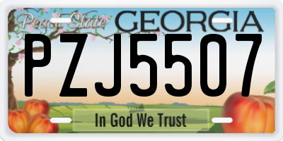 GA license plate PZJ5507