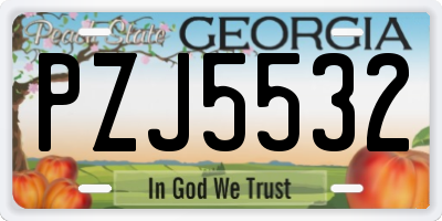 GA license plate PZJ5532