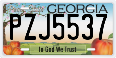 GA license plate PZJ5537
