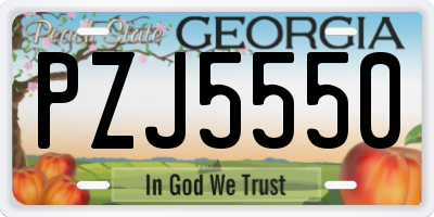 GA license plate PZJ5550