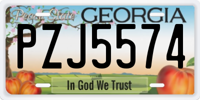 GA license plate PZJ5574