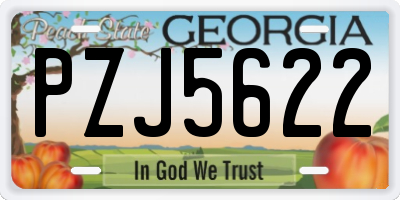 GA license plate PZJ5622