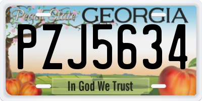 GA license plate PZJ5634