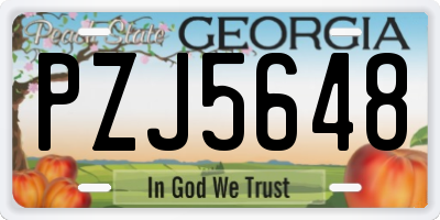 GA license plate PZJ5648