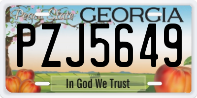 GA license plate PZJ5649