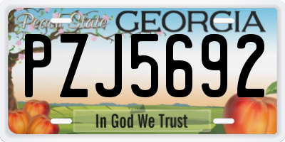 GA license plate PZJ5692