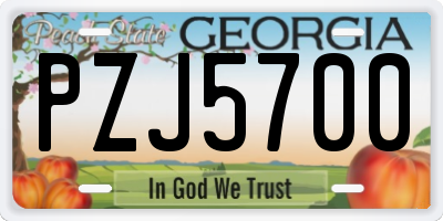 GA license plate PZJ5700