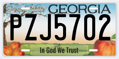 GA license plate PZJ5702