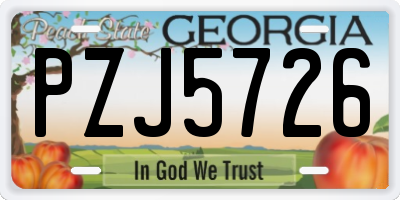 GA license plate PZJ5726