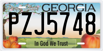 GA license plate PZJ5748