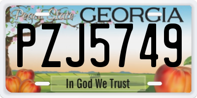 GA license plate PZJ5749