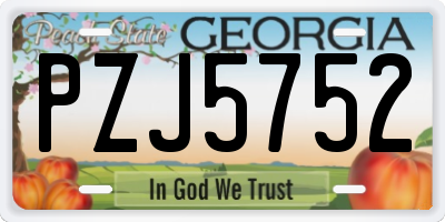 GA license plate PZJ5752