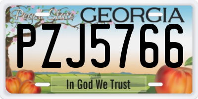 GA license plate PZJ5766