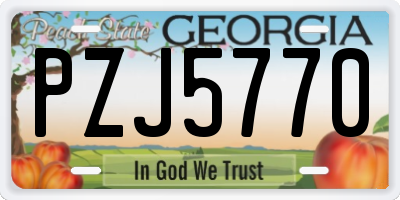 GA license plate PZJ5770