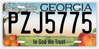 GA license plate PZJ5775