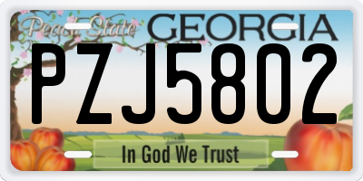 GA license plate PZJ5802