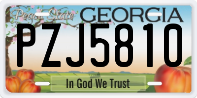 GA license plate PZJ5810