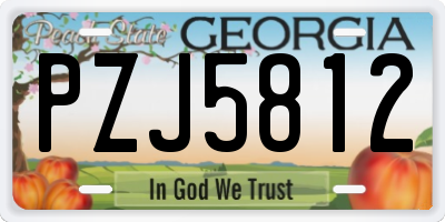 GA license plate PZJ5812