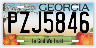 GA license plate PZJ5846