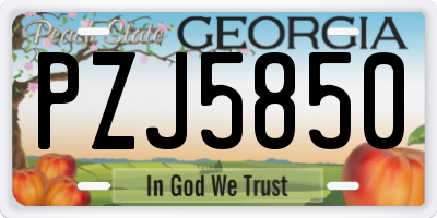 GA license plate PZJ5850