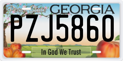 GA license plate PZJ5860