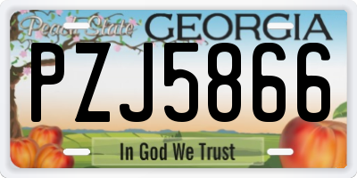 GA license plate PZJ5866