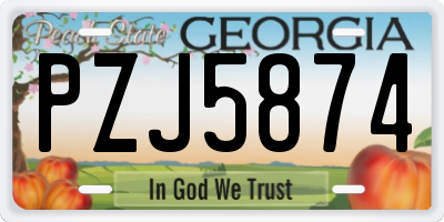 GA license plate PZJ5874