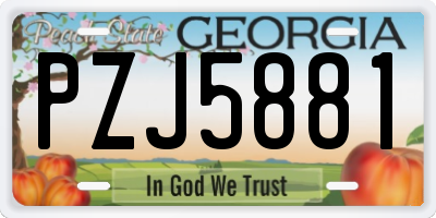 GA license plate PZJ5881