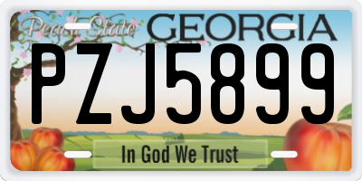 GA license plate PZJ5899