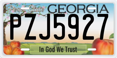 GA license plate PZJ5927