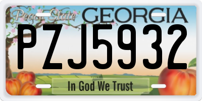 GA license plate PZJ5932
