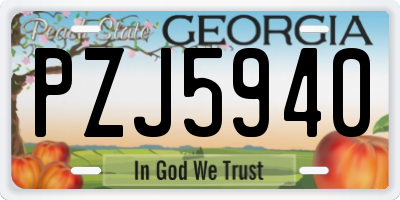 GA license plate PZJ5940