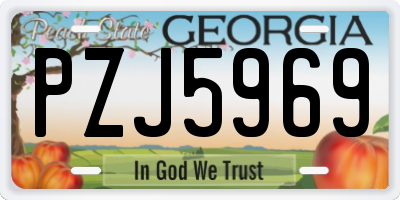 GA license plate PZJ5969