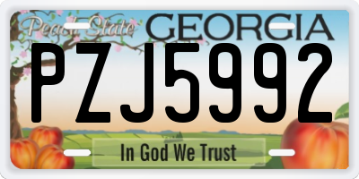 GA license plate PZJ5992