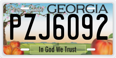GA license plate PZJ6092