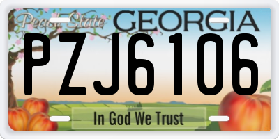 GA license plate PZJ6106