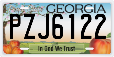 GA license plate PZJ6122