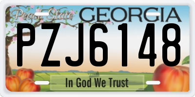 GA license plate PZJ6148