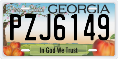 GA license plate PZJ6149