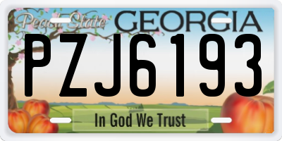 GA license plate PZJ6193