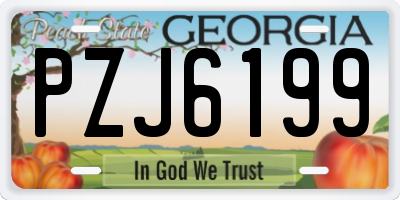GA license plate PZJ6199