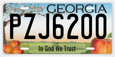 GA license plate PZJ6200