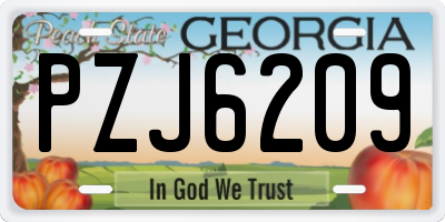 GA license plate PZJ6209