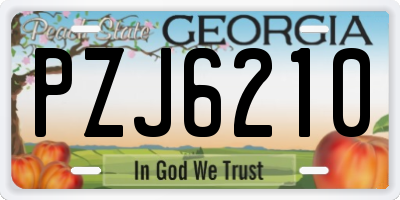 GA license plate PZJ6210