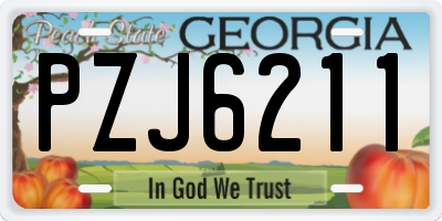 GA license plate PZJ6211