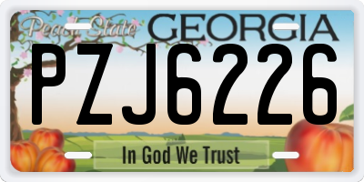 GA license plate PZJ6226