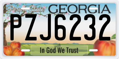 GA license plate PZJ6232