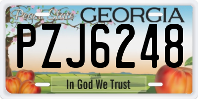 GA license plate PZJ6248
