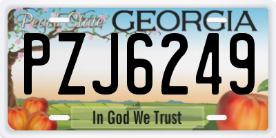 GA license plate PZJ6249